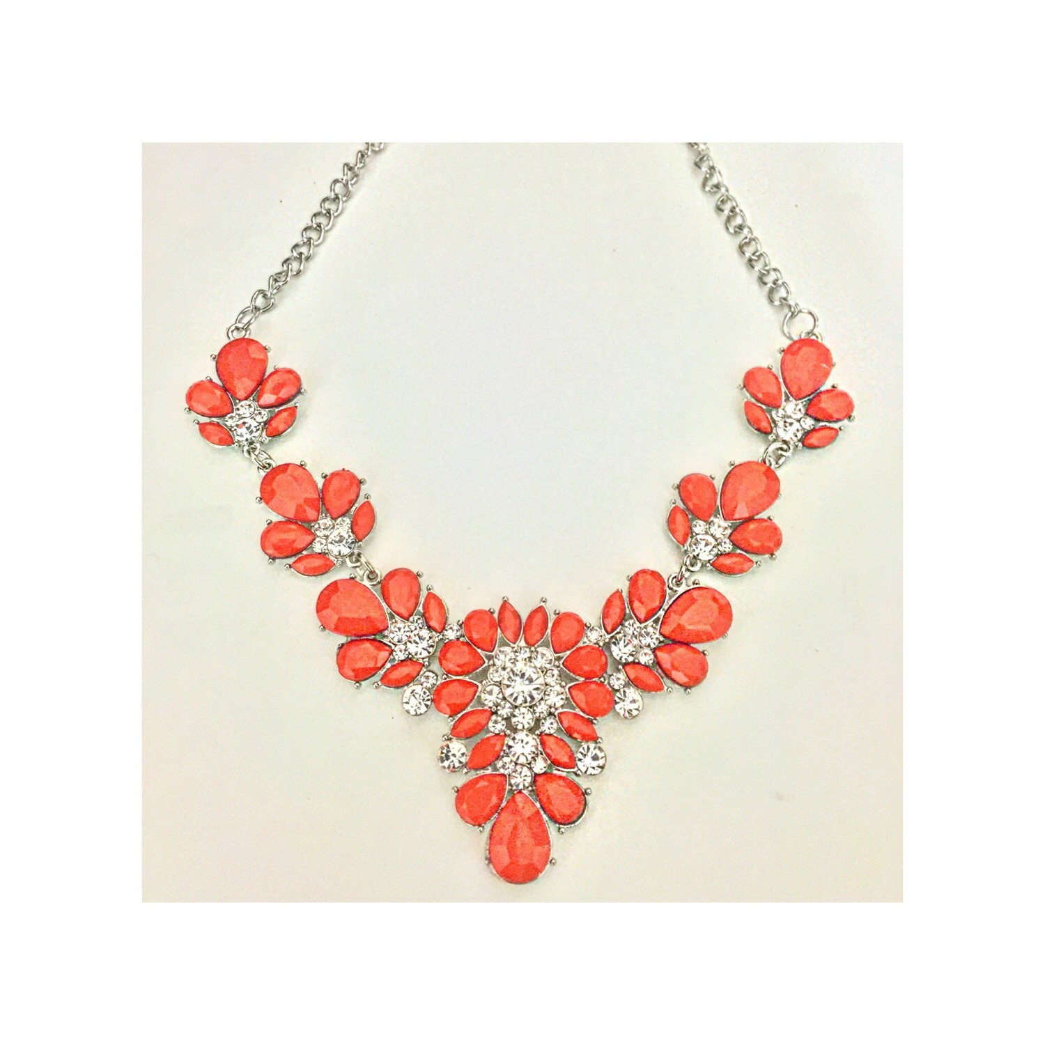 Orange Stone Crystal Fashion Necklace by JewelDazzleStore on Etsy