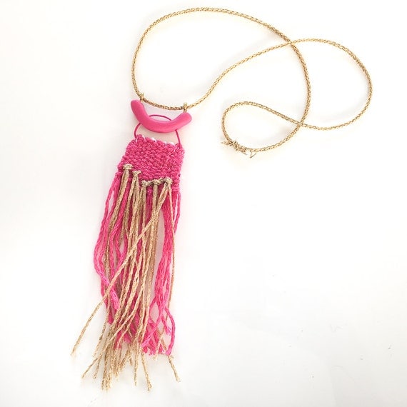 Woven Necklace. Mini Weaving Southwest by LoomandLolaWeavings