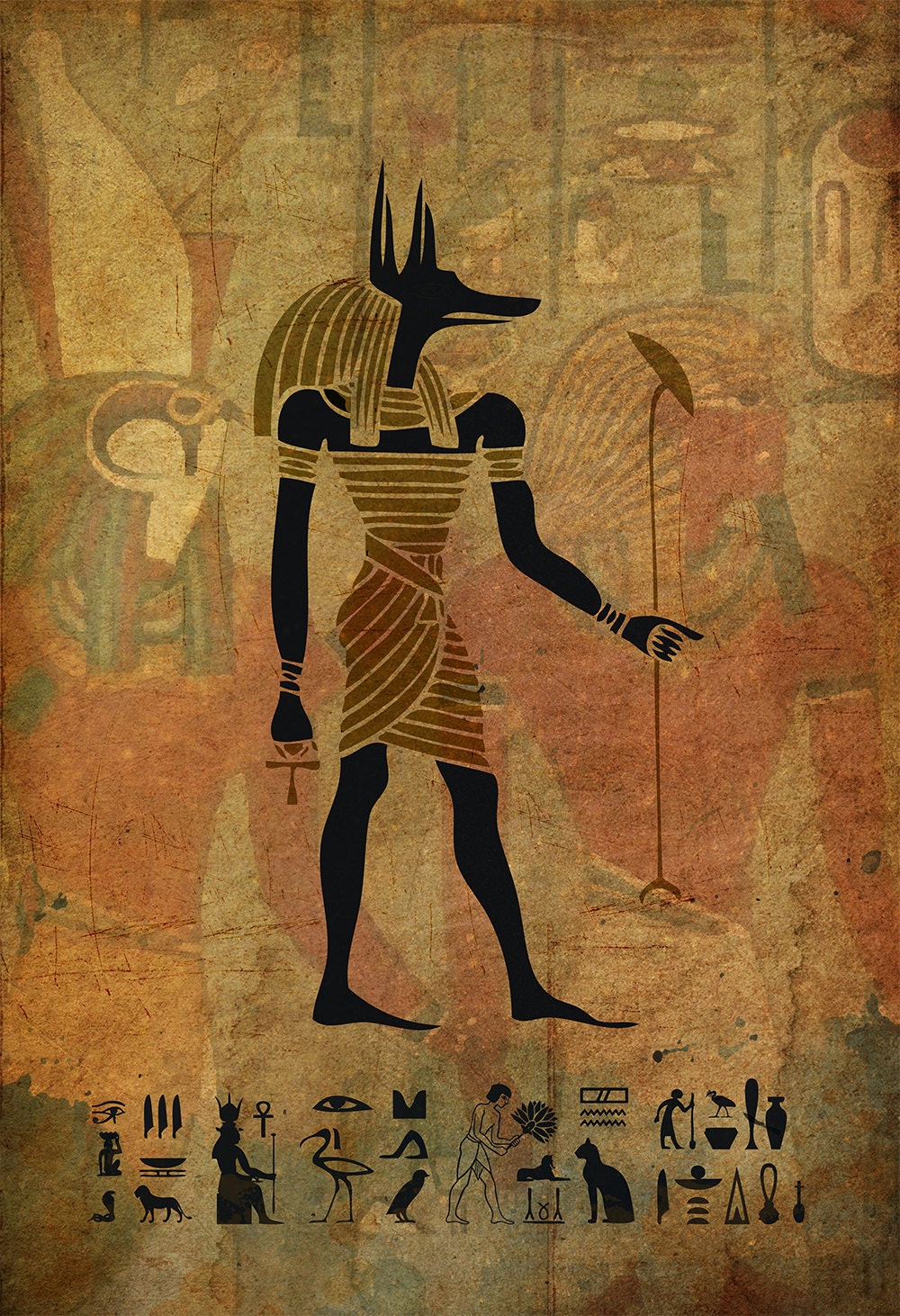 Egyptian Anubis Print Vintage Ancient Egypt Decor by WeLoveCMYK