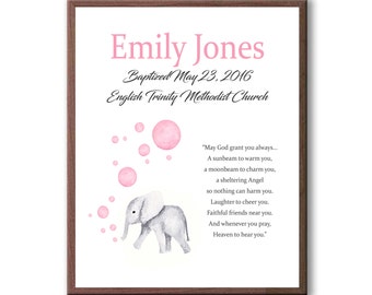 Baptism Gift Girl, Girl Baptism Gift From Godparents, Dedication Ceremony Art Gift, Baby Pink