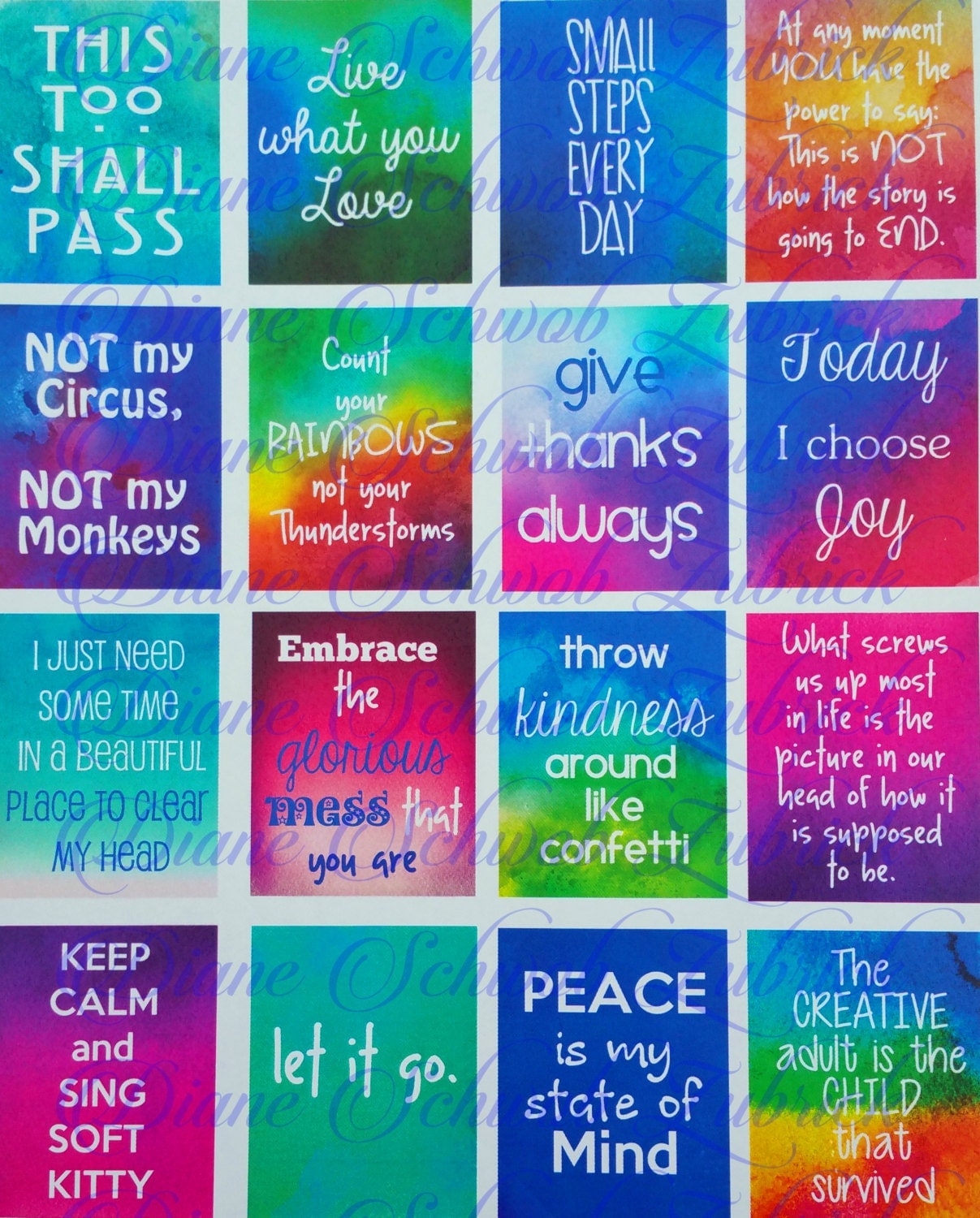 watercolor motivational quotes planner stickers printed cut