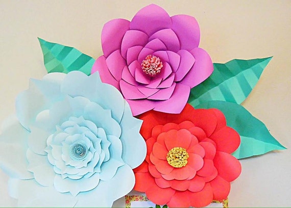 Giant Paper flower templates Large DIY by CatchingColorFlies