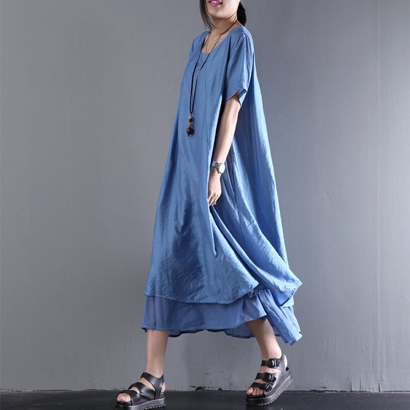 Women cotton maxi dress loose summer dress casual long dress