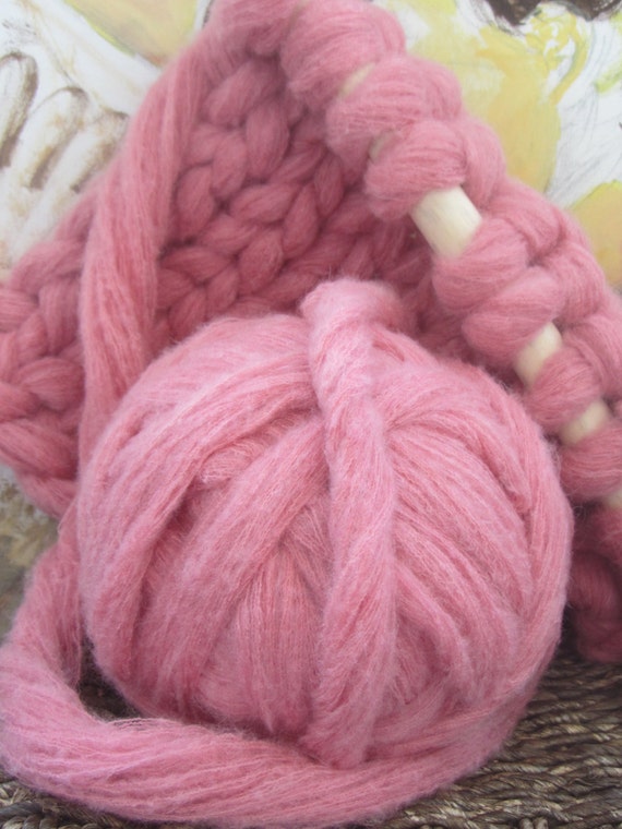 4 Lb 1.8 Kg / Super Bulky Yarn Angora Wool Pink by TheKnitBeyond