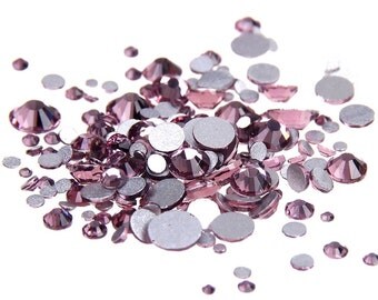 Mixed Size Crystal Flat Back Rhinestones Light Amethyst Light Purple assorted size loose flatback nail rhinestone glass crystals beads