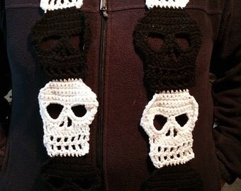 Crochet pattern, crochet sugar skull, easy crochet scarf, skull pattern, skull pattern pdf, skull scarf, gothic scarf, sugar skull pattern