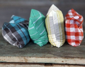 Vintage Up-Cycled Child Shirt and Bed Sheet Bean Bag Toy - Set of 4