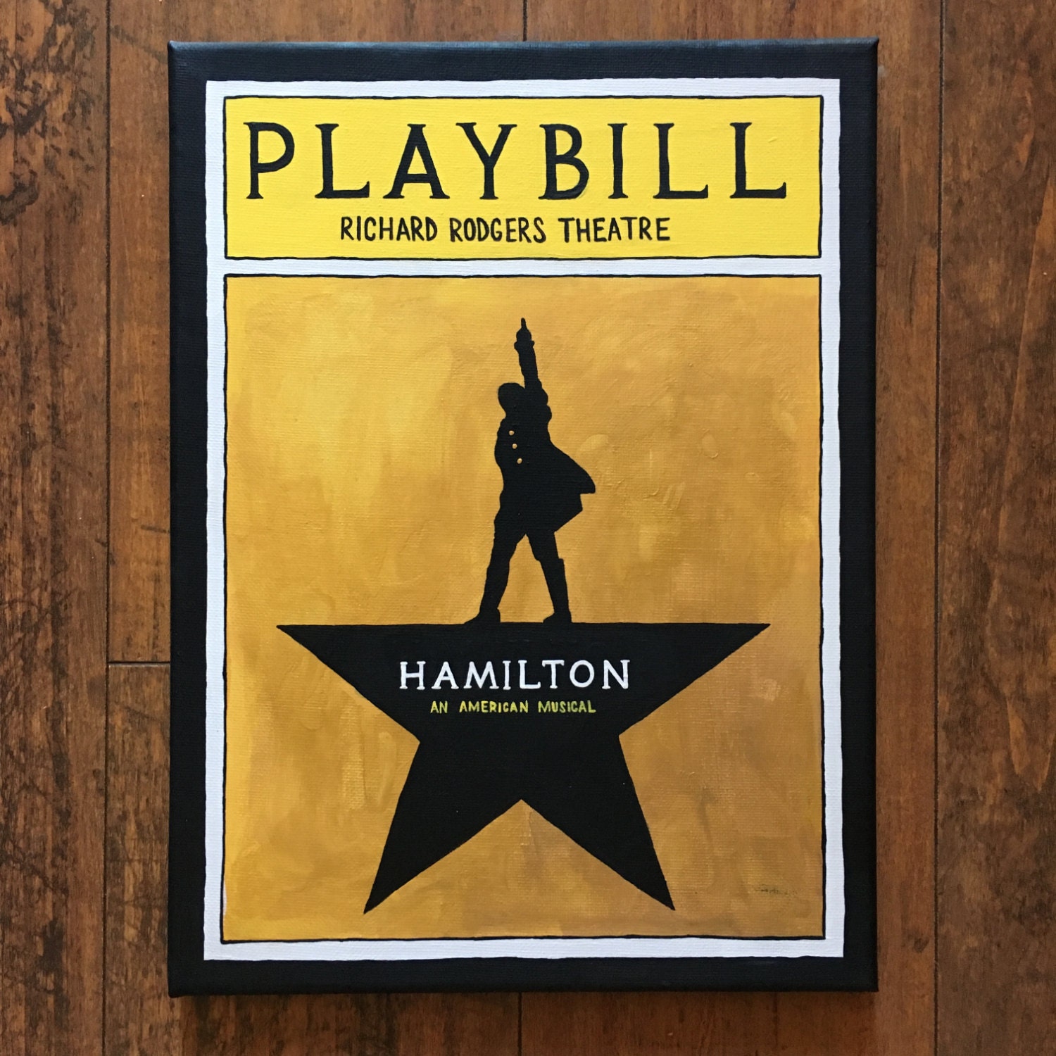 Hand Painted Hamilton Broadway Playbill Canvas by DesignsByHerr