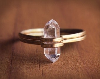Raw Gemstone Ring, Raw Stone Ring, Raw Quartz Ring, Herkimer Diamond Knuckle Ring