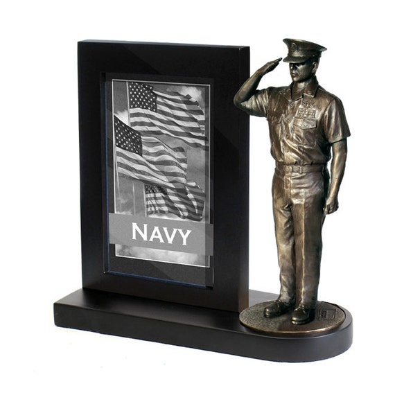 Navy Chief Photo Frame 4x6 photo frame with a 7 inch statue