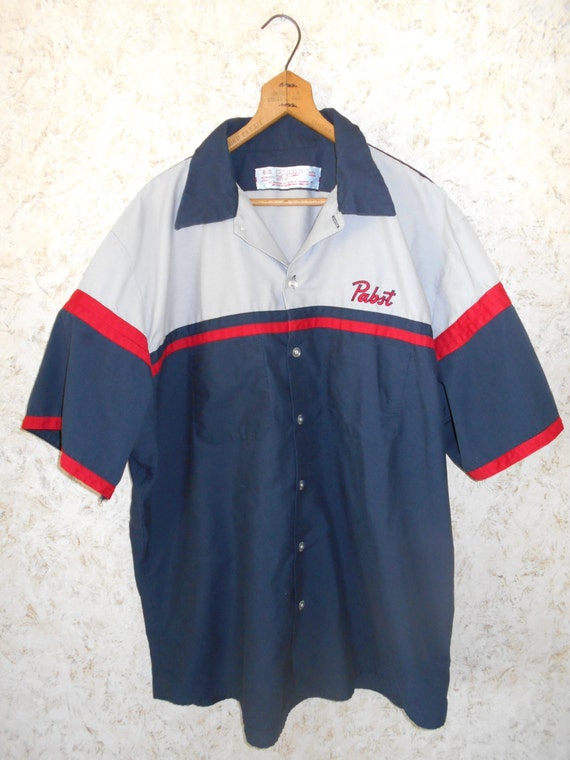 Vtg Pabst PBR Beer Delivery Driver Bowling Shirt Button Front