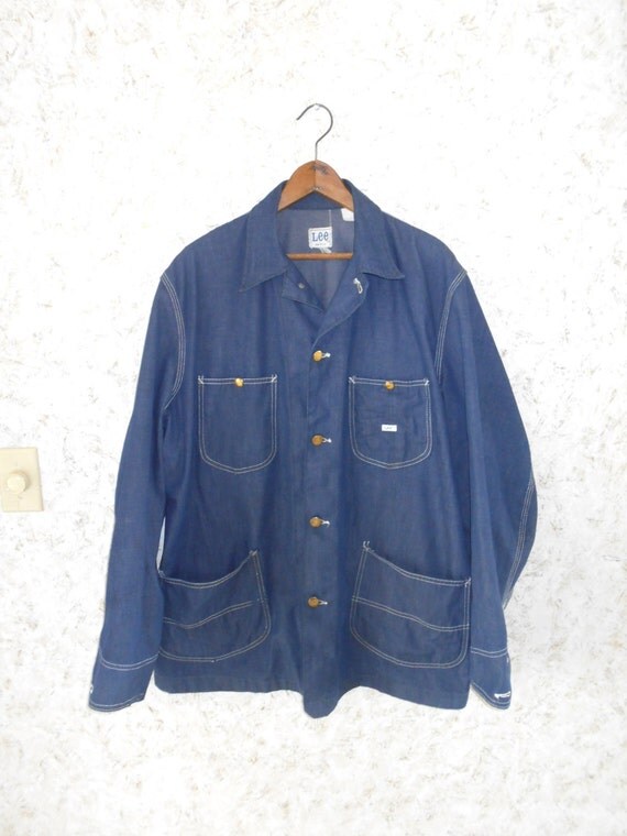 Vintage Lee Railroad Chore Jacket Coat Jean Denim Union Made