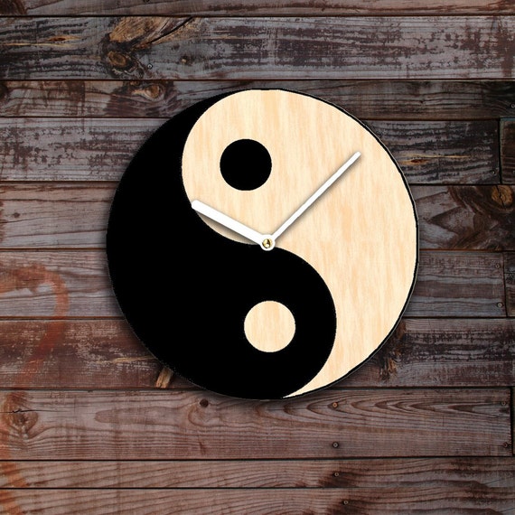 Items similar to Plywood clock Yin Yang - Wood clock Yin Yang - wall ...