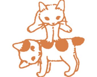 Pottering Cat "leapfrogging" Rubber Stamp