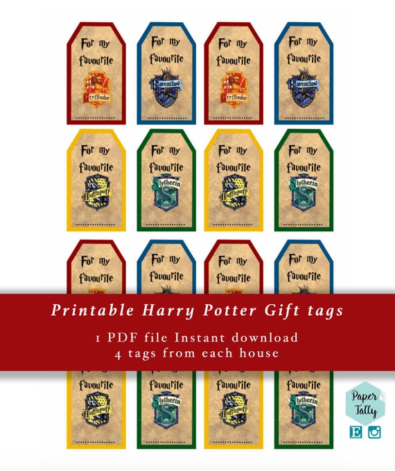 harry potter gift tags hogwarts gift tags gryffindor