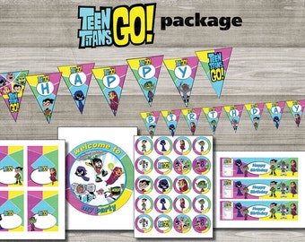 Instand DL - Teen titans GO Birthday package Printable- Printable (NON Personalized)