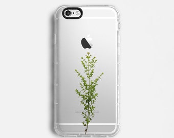 Plant iPhone 7 Plus case, iPhone 7 case, iPhone 6s plus case, iPhone 6s case, iPhone SE case, clear case, green olive minimal C047