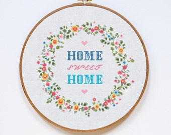 Home Sweet Home Cross Stitch Pattern, Home Modern Cross Stitch Pattern, Easy Counted Chart, PDF Format, Instant Download