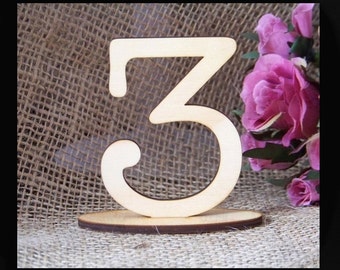 7.5cm/Wood/Ply/Wooden/Timber Table Number SETS, Wedding,Party,Restaurant Table No's Freestanding by VividLaser-A