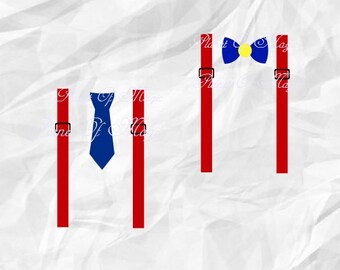 Suspender SVG File, Birthday Boy Svg, Tie Svg, Bow Svg, Digital Cutting File, Birthday Tie DXF, Silhouette file, Digital File, Cricut