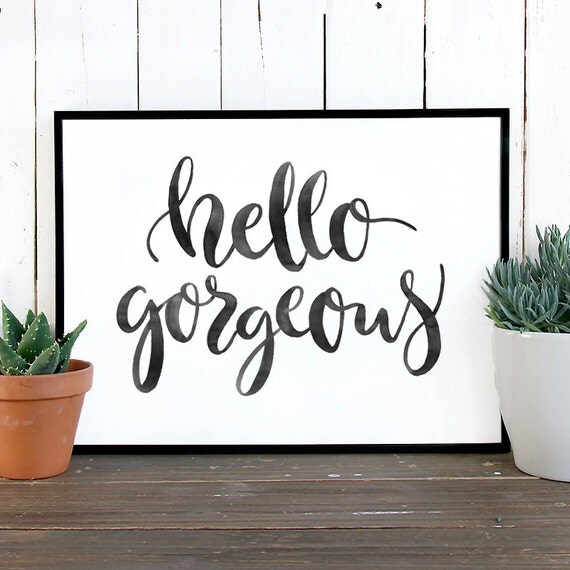 Inspirational quote wall art hello calligraphy