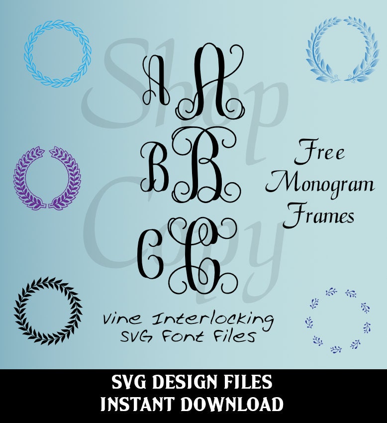 Download Vine Monogram Svg Monogram Font Interlocking Vine Monogram