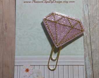 Blush Diamond Clip Paperclip Bookmark Bookmark Paperclip Planner Bookmark Planner Clip Planner Supplies Planner Accessories Feltie