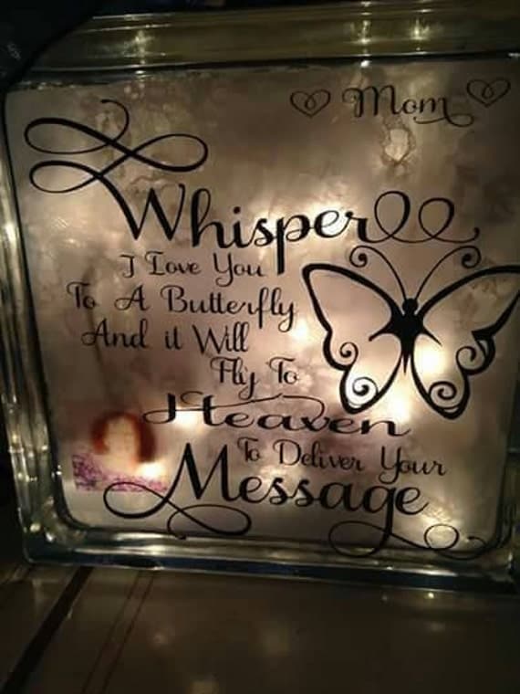 Personalized memorial lighted glass block by ColeysCuteCreations