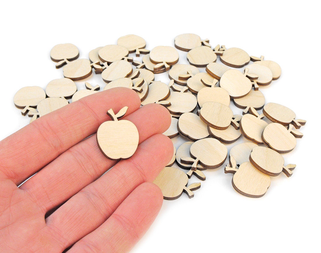 Set of 50 Mini Wooden Apples 1 Unpainted Shapes Craft