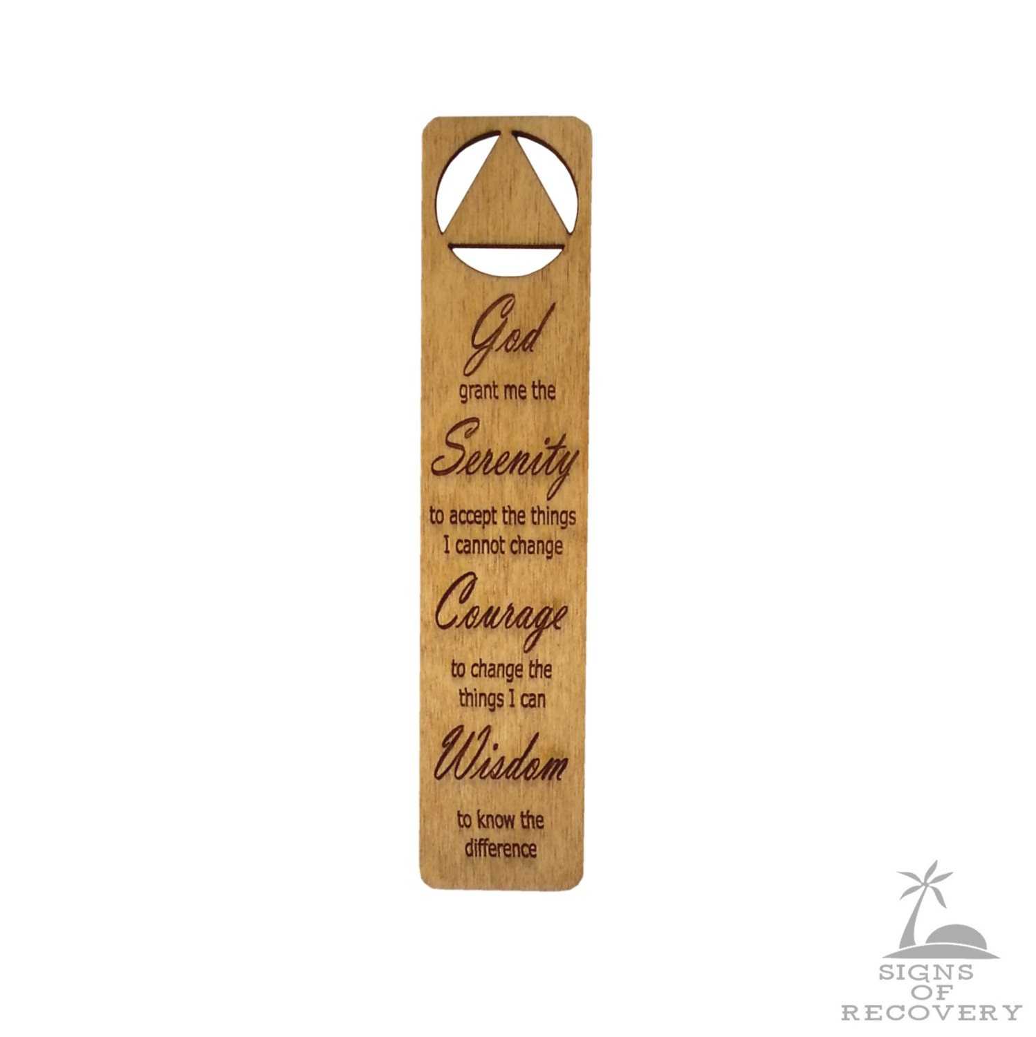 serenity prayer wooden aa bookmark