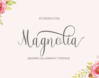Magnolia- Digital fonts. Download this handwritten font. Can be used as an installable font. Perfect as a wedding font or as a craft font