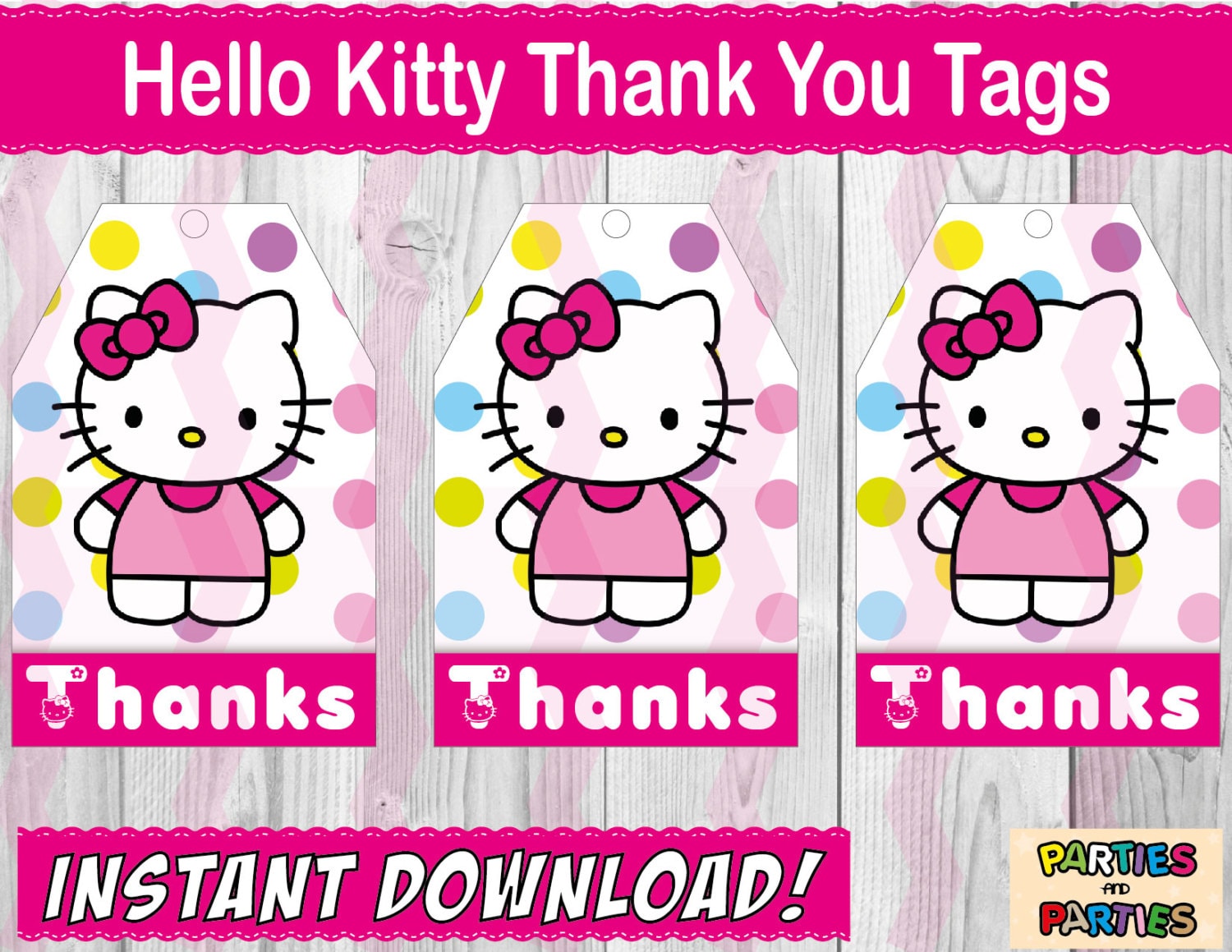 50 OFF Hello Kitty Thank you Tags Printable by PartiesandParties