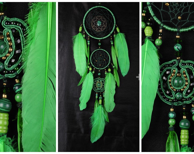 Dreamcatcher New green Dream сatcher gift idea green dreamcatchers boho dreamcatcher wall handmade gift green decor Christmas New Year gift