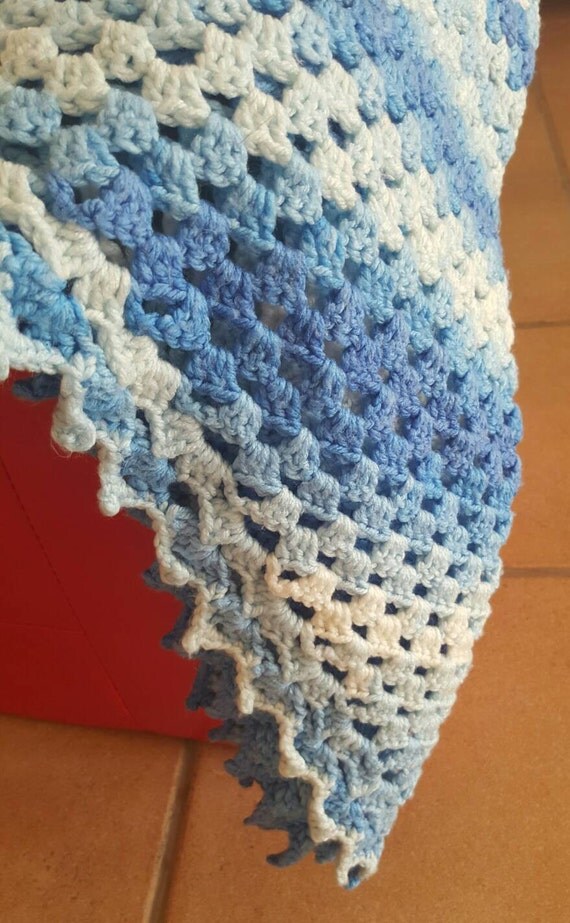 Baby boys crochet blanket afghan lapghan corner to corner.