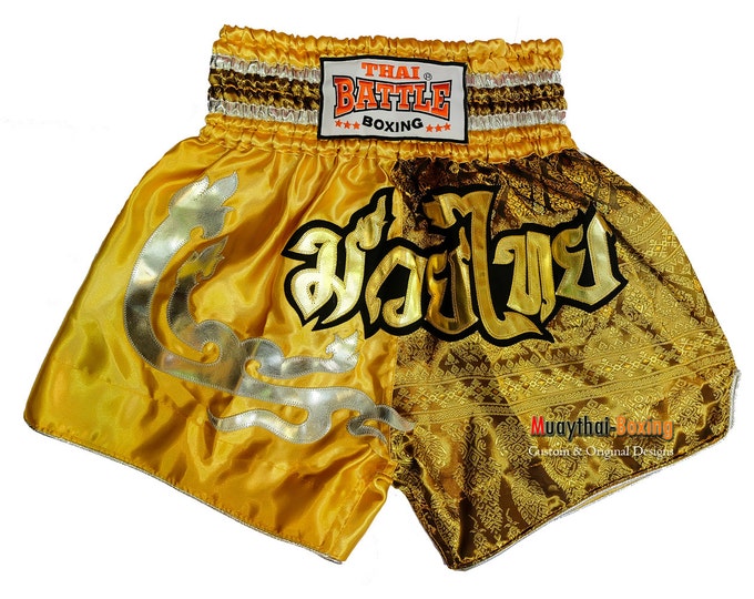 Thai Battle Boxing Shorts Martial Arts - Gold