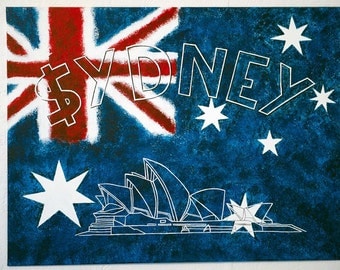 Painting Sydney handmade on board - handmade from France