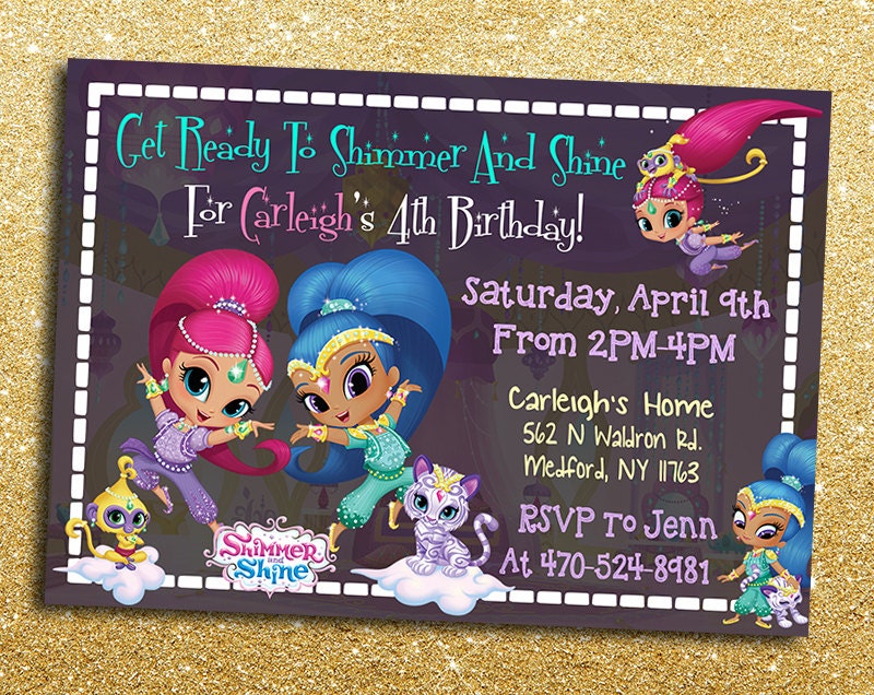 Shimmer And Shine Birthday Invitations 6