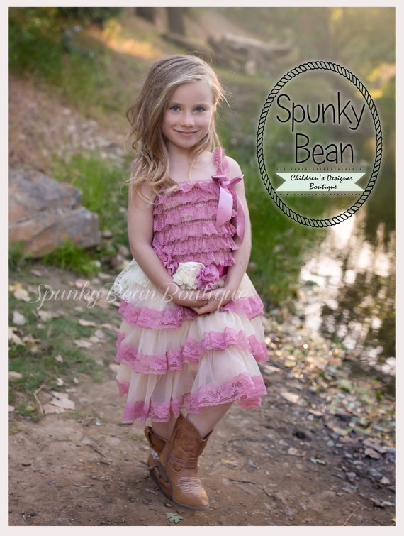 Flower Girl Lace Dress Mauve and Ivory by SpunkyBeanBoutique