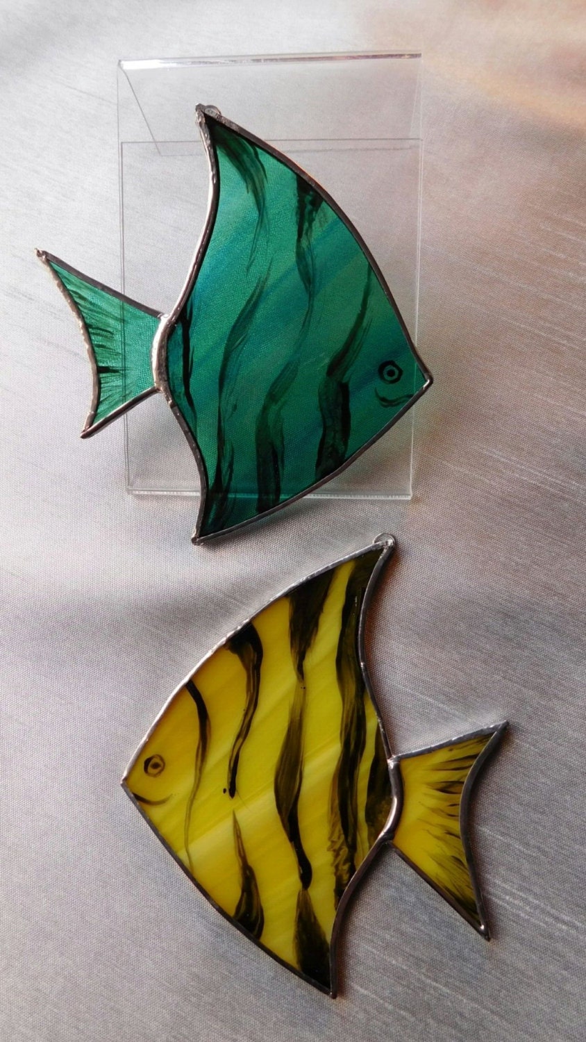 Tropical fish stained glass suncatcher yellow or made to