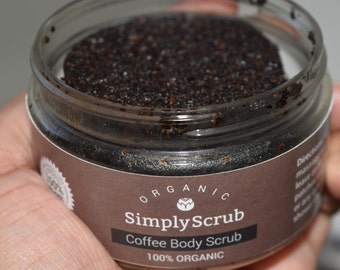 Coffee Body Scrub - Organic Body Srub 3.5oz Jar - Exfoliate Skin, Improve Circulation, Reduce Skin Aging