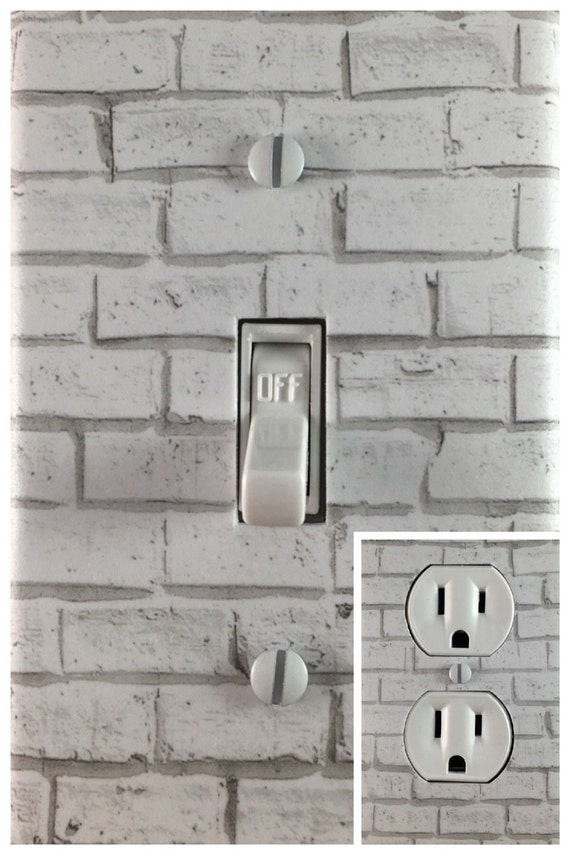 White Brick Wall Design Decorative Light Switch Cover Outlet