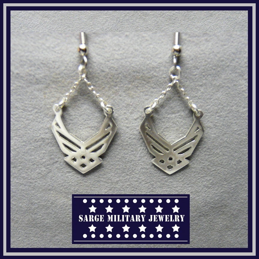 Air Force Earrings Military Jewelry USAF Jewelry Sterling