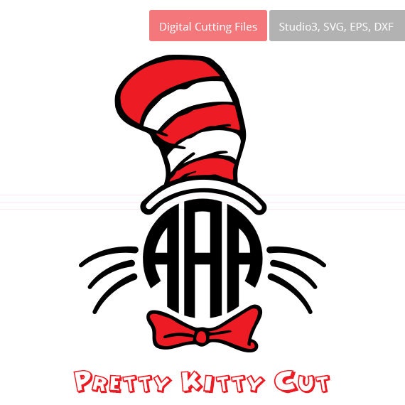 Cat in the Hat Monogram Frame instant download cut file svg