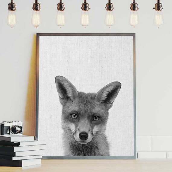 Fox Print Woodlands Fox Art Baby Fox Wall Art Cute Animal