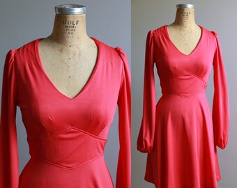 1970s Hot Orange Dress