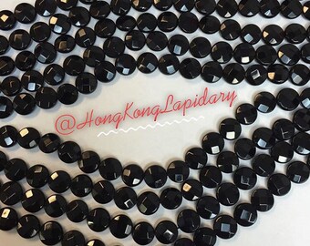 12MM black Onyx Faceted Coin beads