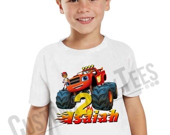 Personalized Blaze and the Monster Machines Birthday Shirt Customized birthday party shirt Gift Favors 01