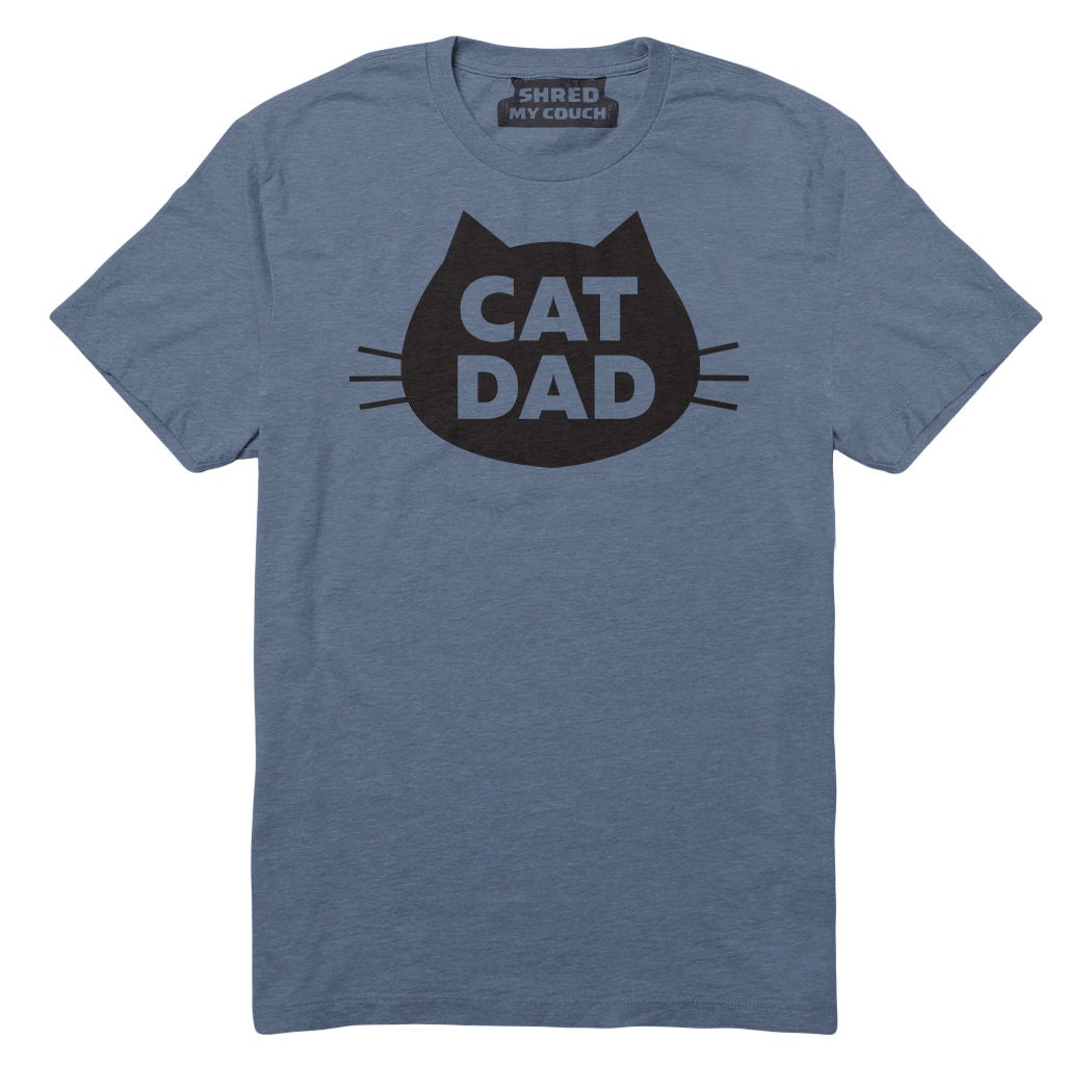 Cat T-shirt Cat Dad Unisex T-shirt Slate Blue 100% Cotton