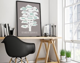 Family Tree, VIP Tree,Personalized Family Tree,Printable Family Tree,Custom family tree,Family tree Wall Art,Family Home Decor,Family Gift