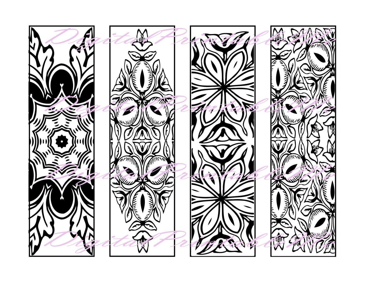 Printable Bookmark Coloring Page book mark adult instant